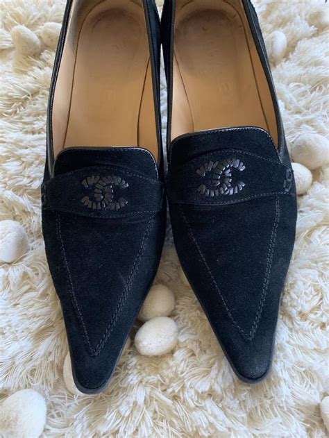 vintage chanel pointed toe heels front strap|vintage chanel oxford shoes.